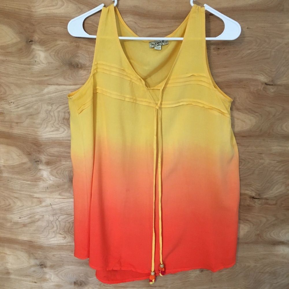 One world Women's small ombre Boho tank top blouse